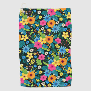 Vibrant Ditsy Flowers Floral Pattern Design-43785 Golf Towel