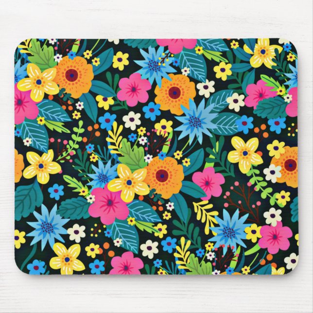 Vibrant Ditsy Flowers Floral Pattern Design-43785 Mouse Pad (Front)