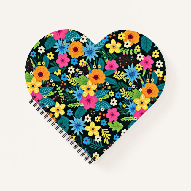 Vibrant Ditsy Flowers Floral Pattern Design-43785 Notebook (Front)