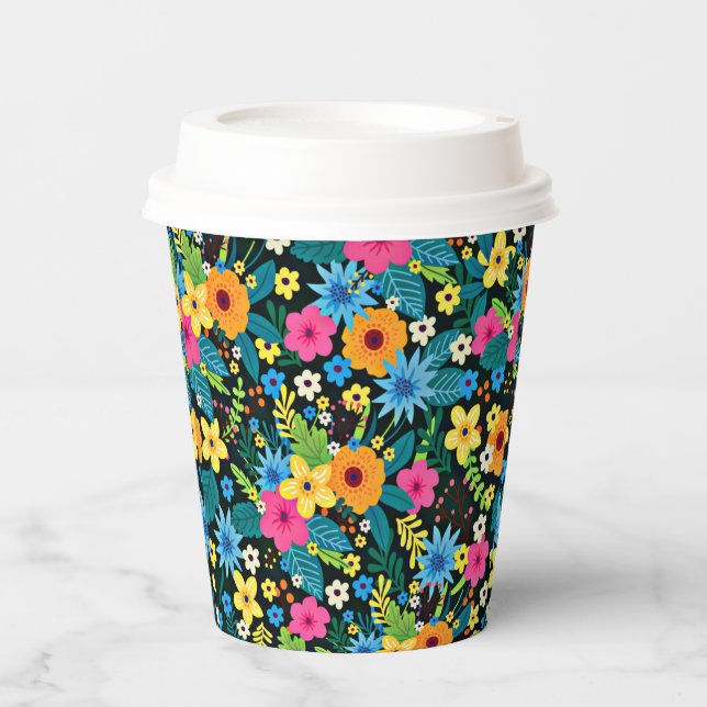 Vibrant Ditsy Flowers Floral Pattern Design-43785 Paper Cups (Front)
