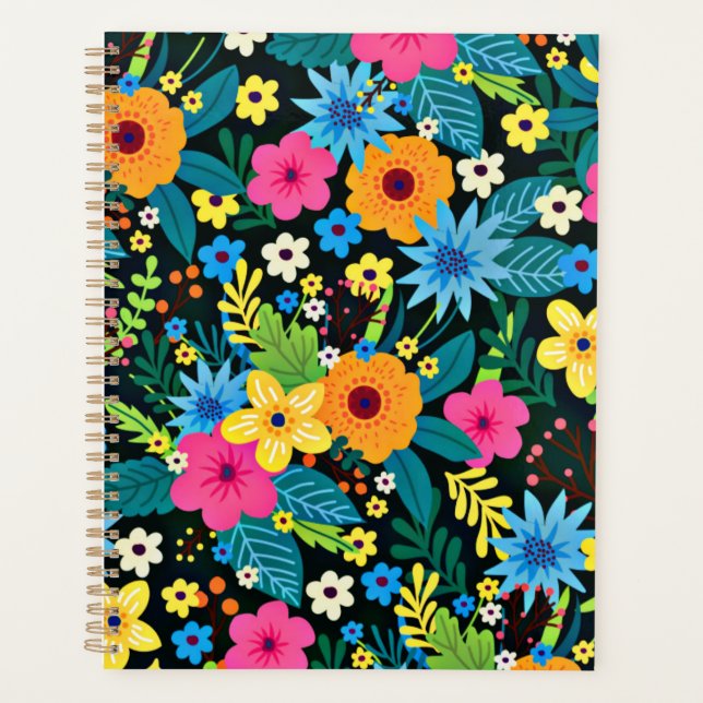 Vibrant Ditsy Flowers Floral Pattern Design-43785 Planner (Front)