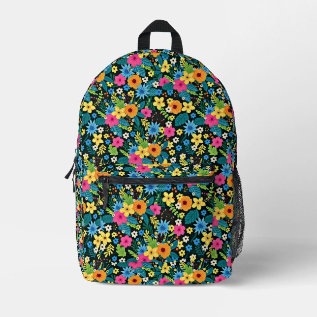 Vibrant Ditsy Flowers Floral Pattern Design-43785 Printed Backpack (Front)