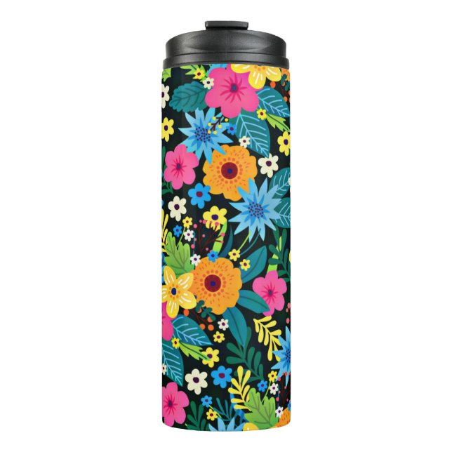 Vibrant Ditsy Flowers Floral Pattern Design-43785 Thermal Tumbler (Front)
