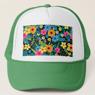 Vibrant Ditsy Flowers Floral Pattern Design-43785 Trucker Hat