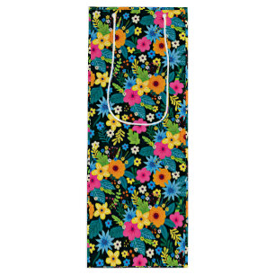 Vibrant Ditsy Flowers Floral Pattern Design-43785 Wine Gift Bag