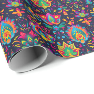 Vibrant Diwali Garden of Whimsy Wrapping Paper