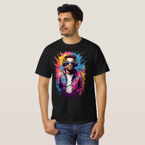 Vibrant DJ Logo Design Bursting with Colorful T_Shirt