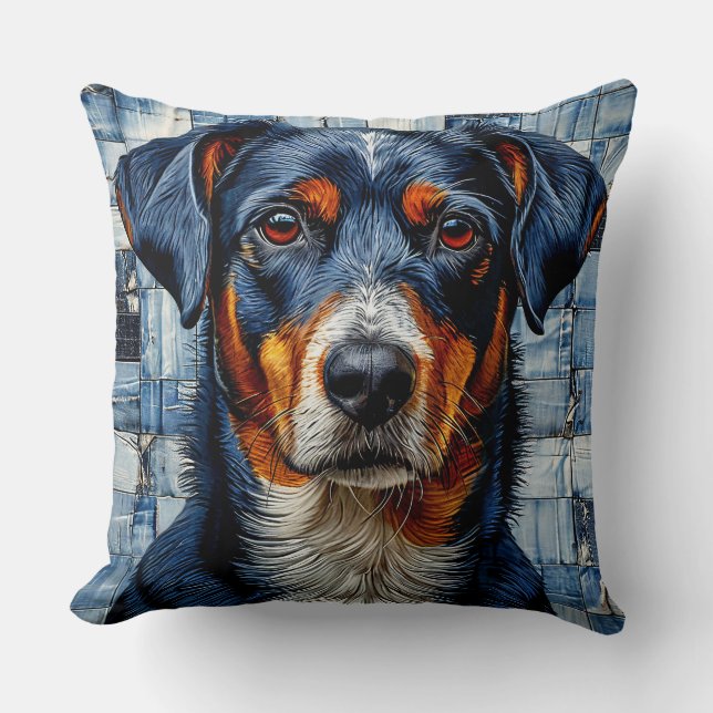 Vibrant dog portrait throw pillow (Front)