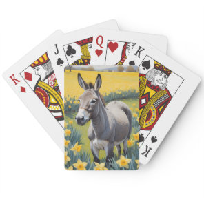 Vibrant Donkey And Yellow Daffodils Poker Cards