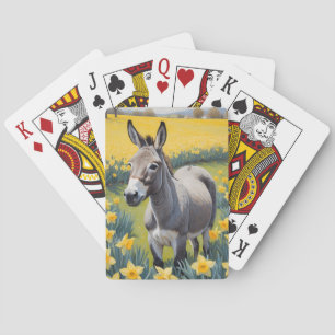 Vibrant Donkey And Yellow Daffodils Poker Cards