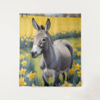 Vibrant Donkey And Yellow Daffodils