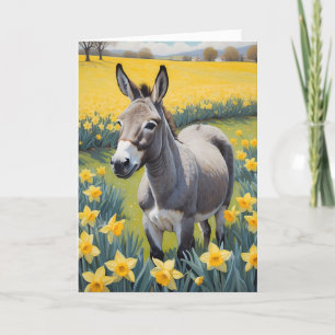 Vibrant Donkey And Yellow Daffodils Thank You Card