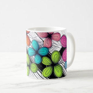 Vibrant Doodle Floral Art – Colorful Mode Coffee Mug
