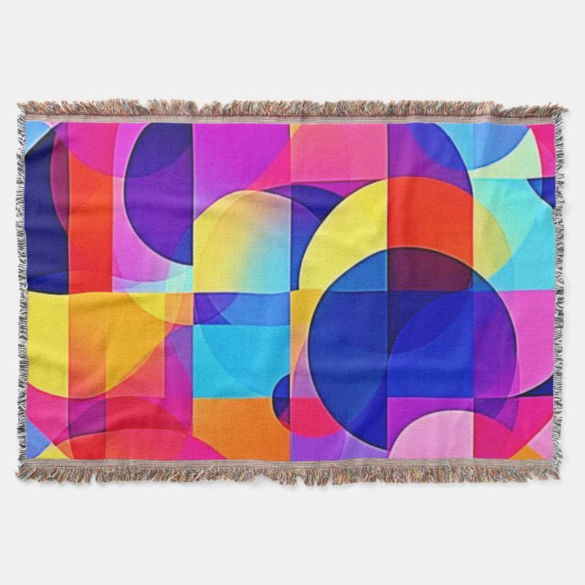 Vibrant Dot Energy Art Throw Blanket (Front)