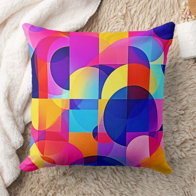 Vibrant Dot Energy Art Throw Pillow (Blanket)