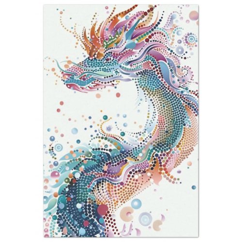 Vibrant Dot Painted Dragon Decoupage Tissue Paper