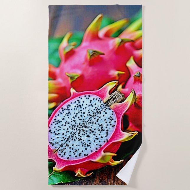 Vibrant Dragon Fruit Beauty Design Beach Towel (Front)