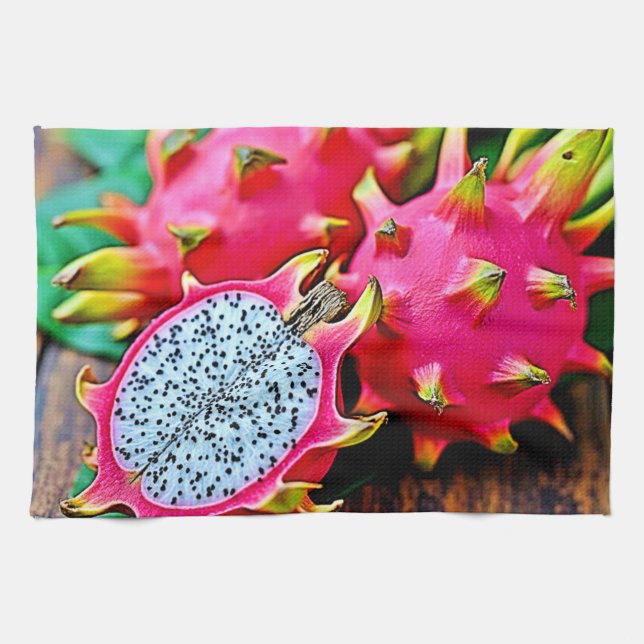 Vibrant Dragon Fruit Beauty Design Kitchen Towel (Horizontal)