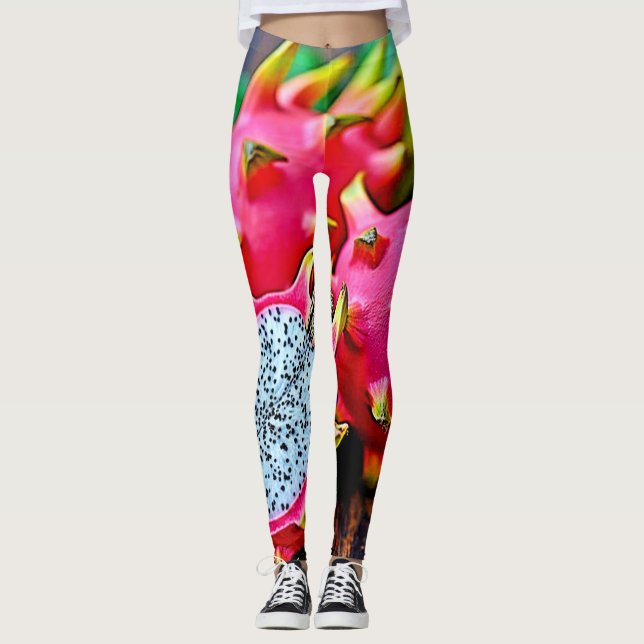 Vibrant Dragon Fruit Beauty Design Leggings (Front)