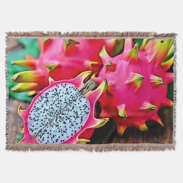Vibrant Dragon Fruit Beauty Design Throw Blanket (Front)