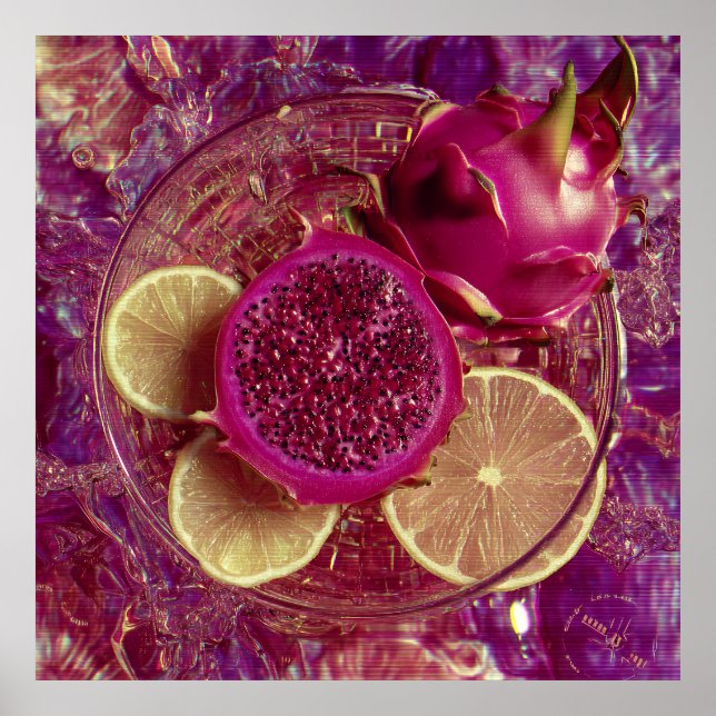 Vibrant Dragon Fruit Lemon Bowl Poster (Front)