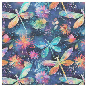 Vibrant dragonflies pattern fabric