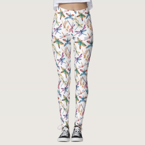 Vibrant Dragonfly Dance Leggings