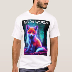 Vibrant dreamlike fox with electric color hues T-Shirt