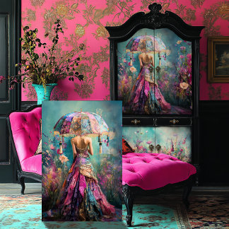 Vibrant Dreams, Floral Fantasy Portrait Art Tissue Paper