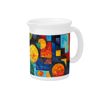 Vibrant Dreams Geometry – Bold Modern Abstract Art Beverage Pitcher