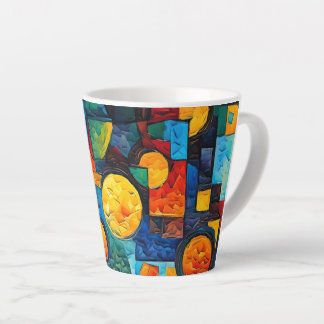 Vibrant Dreams Geometry – Bold Modern Abstract Art Latte Mug