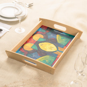 Vibrant Dreams Geometry – Bold Modern Abstract Art Serving Tray