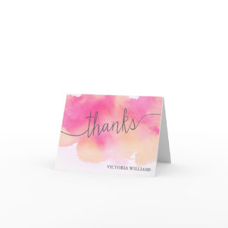 Vibrant Dreams Thank You Note Card / Pink Peach