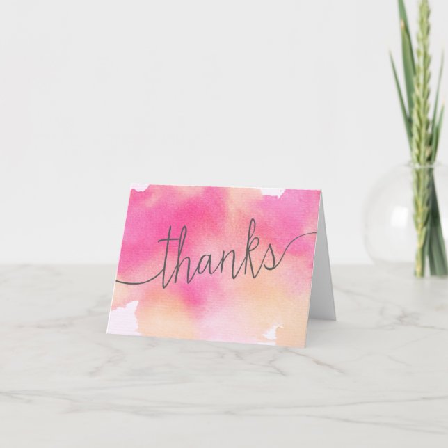 Vibrant Dreams Thank You Note Card / Pink Peach (Front)