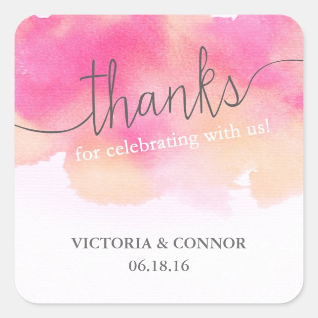 Vibrant Dreams Thank You Stickers / Pink & Peach (Front)