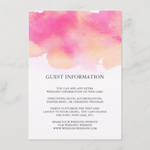Vibrant Dreams Wedding Insert Card / Pink & Peach