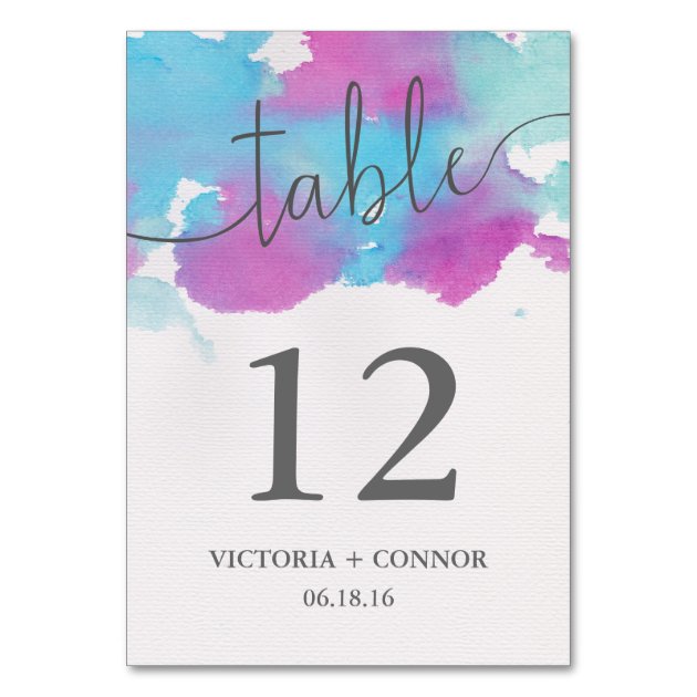 Vibrant Dreams Wedding Table Number Card