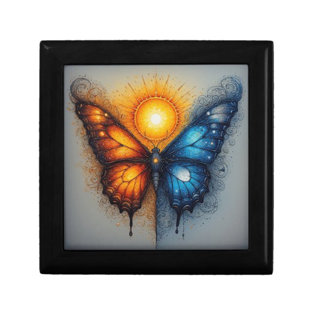 🌸Vibrant Dual Butterfly Sun Nature Keepsake🌸 Gift Box (Front)