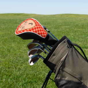 Vibrant Dual Orange Checkered Monogram Golf Head Cover