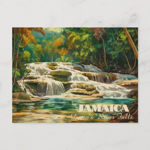 Vibrant Dunns River Falls Jamaica Postcard
