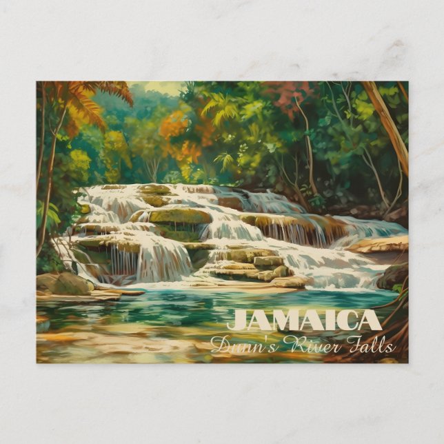 Vibrant Dunn's River Falls Jamaica Postcard (Front)