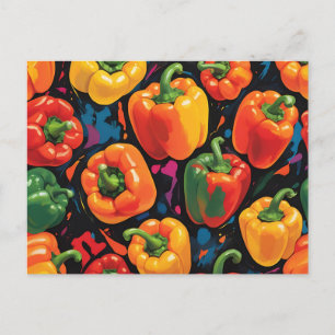 Vibrant Dynamic Bell Pepper Pattern Postcard