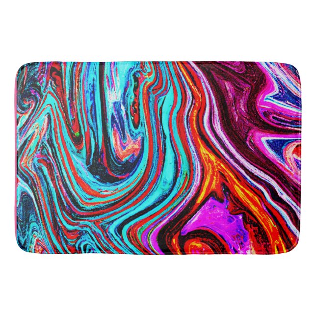 Vibrant Dynamic Hues Abstract Pattern Bath Mat (Front)
