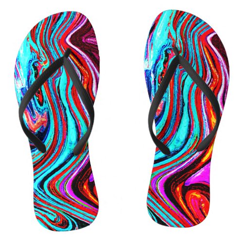 Vibrant Dynamic Hues Abstract Pattern Flip Flops