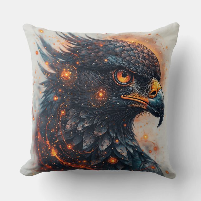 Vibrant Eagle Artwork Throw Pillow (Front)