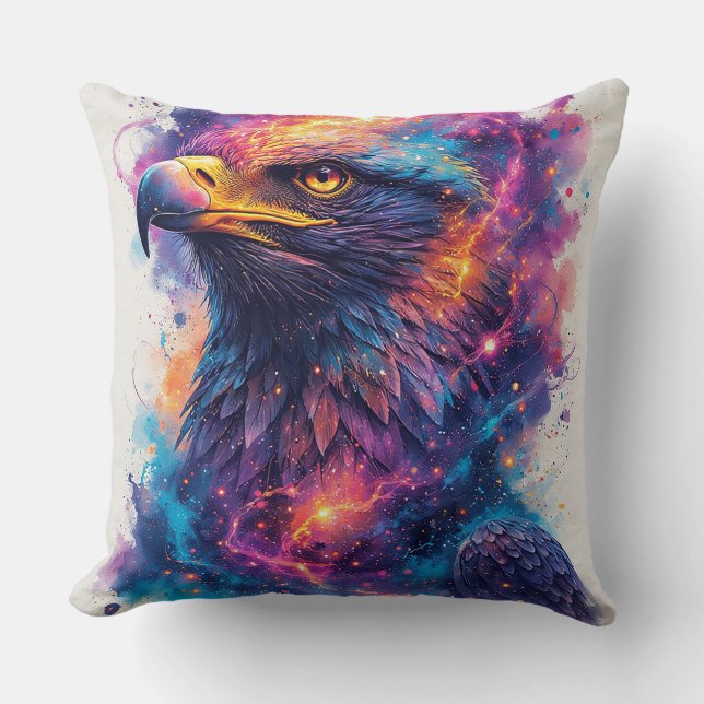 Vibrant Eagle Artwork Throw Pillow (Front)