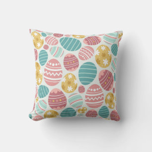 Vibrant Easter Egg Pattern Throw Pillow