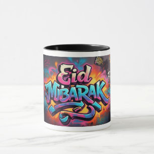 Vibrant Eid Mubarak Graffiti Art Mens  Mug