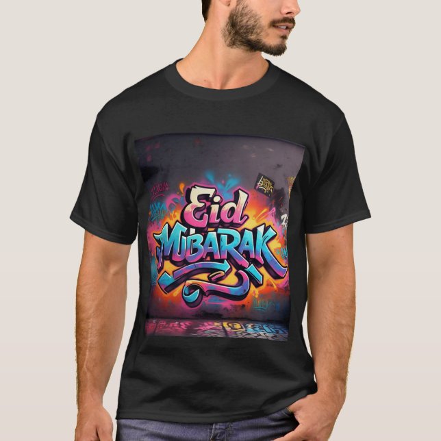 Vibrant Eid Mubarak Graffiti Art Mens  T-Shirt (Front)