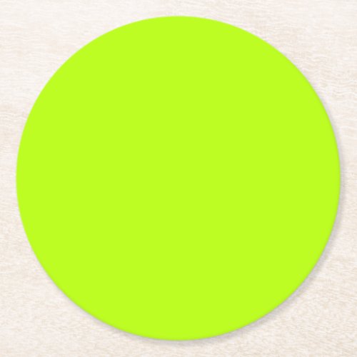 Vibrant Electric Lime Green Ready to Customize Round Paper Coaster